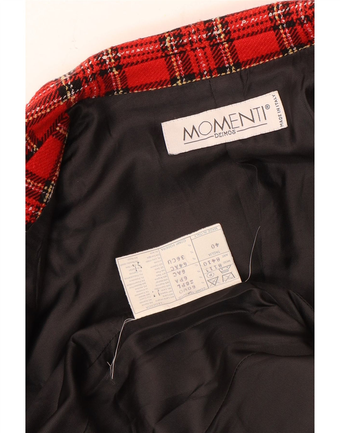 Giacca Blazer a 3 Bottoni Momenti da Donna IT 40 Piccolo Plaid Rosso in Lana