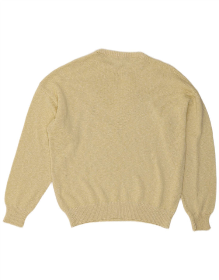 Maglione girocollo da uomo vintage IT 52 grande giallo a rombi/diamante