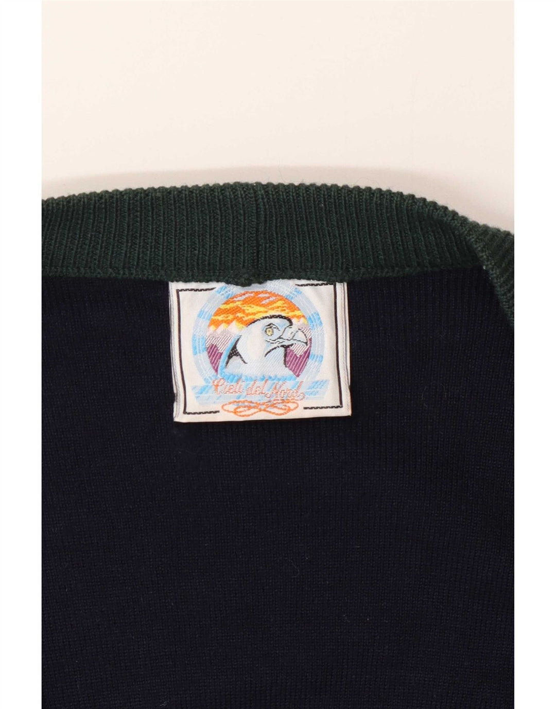 Maglione cardigan da uomo vintage IT 50 Lana color block verde medio