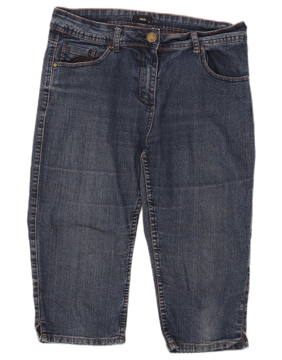 Bermuda in denim da donna M&Co UK 12 medio W32 cotone blu