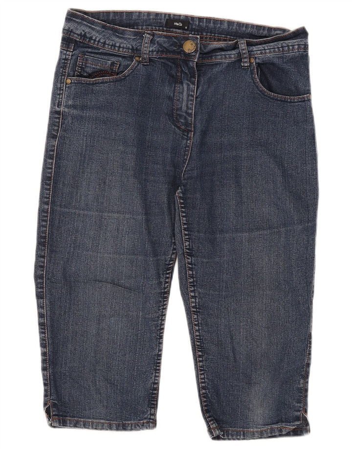 Bermuda in denim da donna M&Co UK 12 medio W32 cotone blu