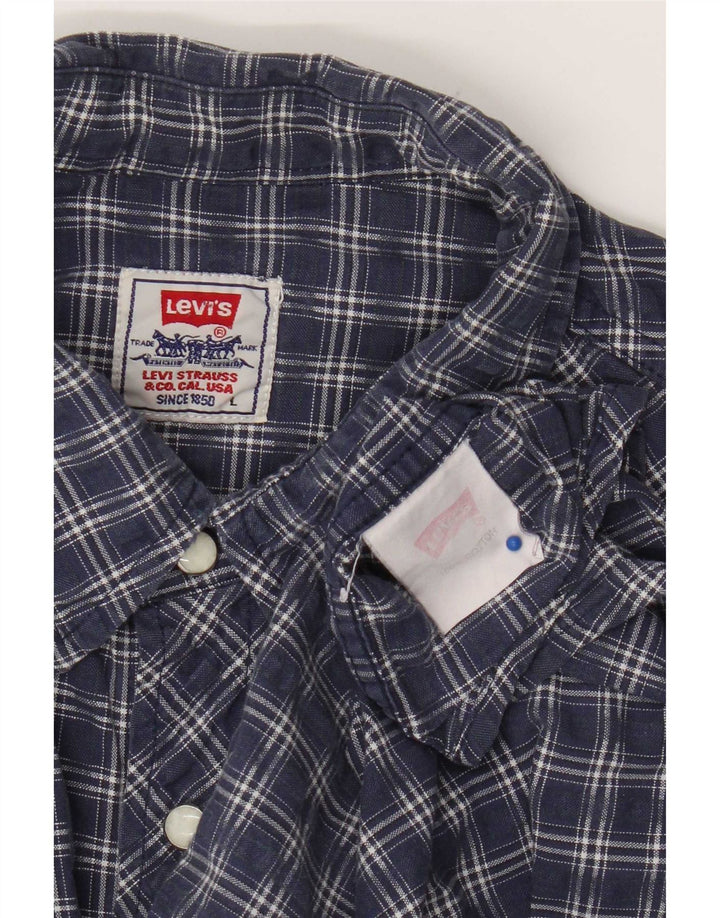 Camicia da uomo Levi's Large in cotone a quadri blu navy