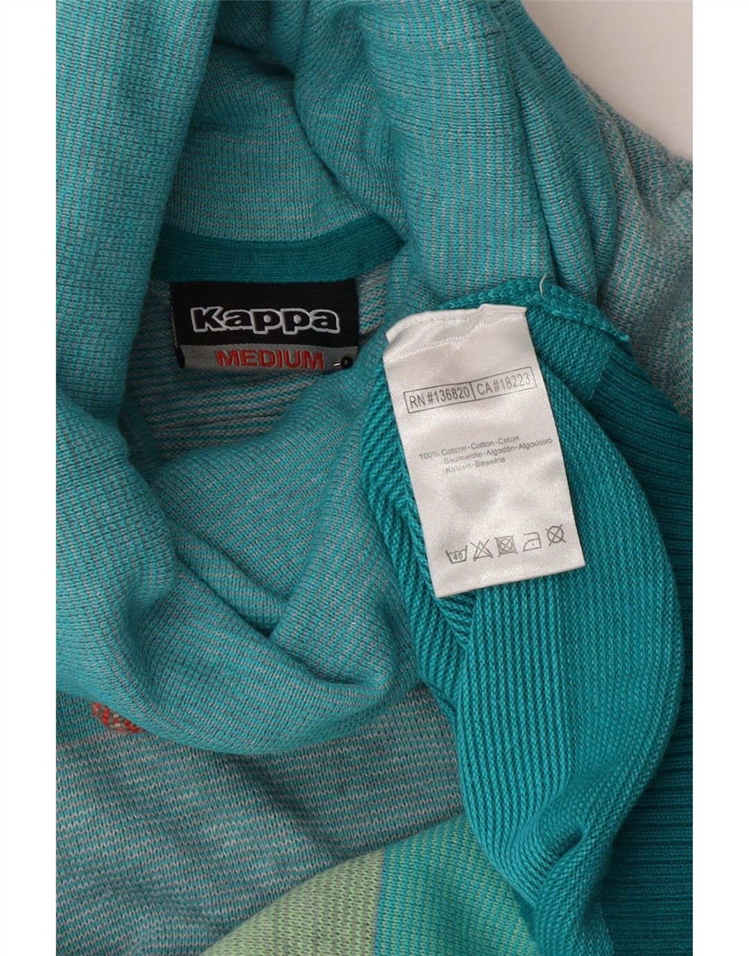 Maglione Kappa da uomo con collo alto e collo alto in cotone a righe blu medio