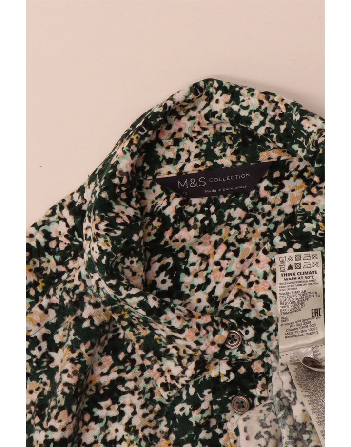 Camicetta camicia oversize da donna Marks & Spencer UK 10 piccolo verde floreale