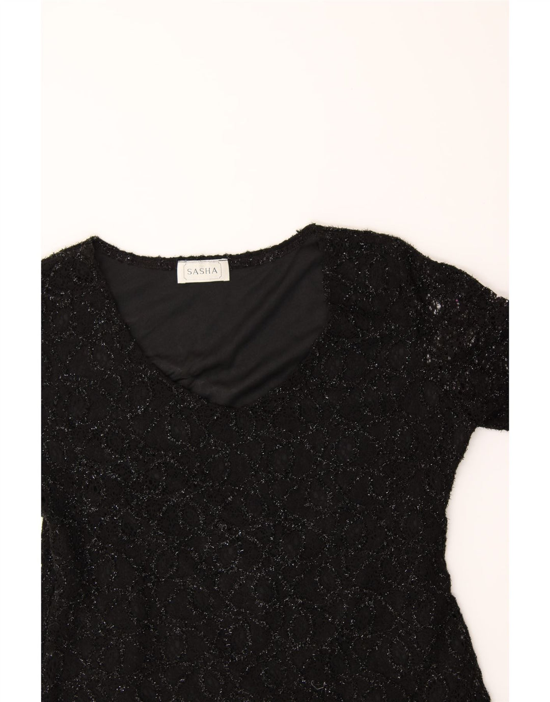 SASHA Womens Abstract Pattern Blouse Top UK 12 Medium Black Vintage Sasha and Second-Hand Sasha from Messina Hembry 