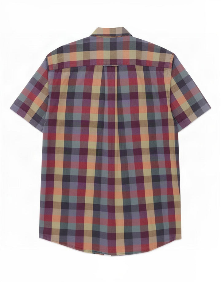 Camicia a maniche corte da donna Orvis grande in cotone a quadretti multicolore