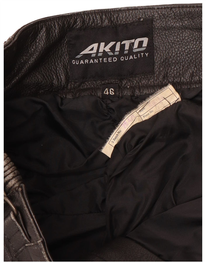 Pantaloni in pelle affusolati da uomo Akito IT 46 Small W32 L32 Neri