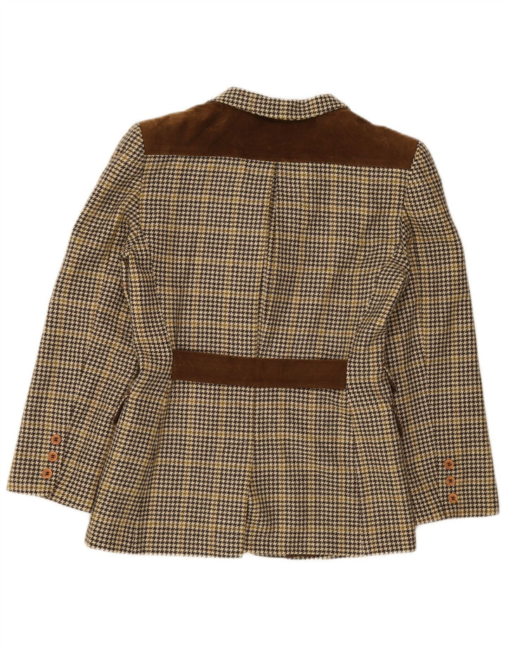 Giacca blazer vintage da donna a 4 bottoni IT 44 lana pied de poule marrone medio