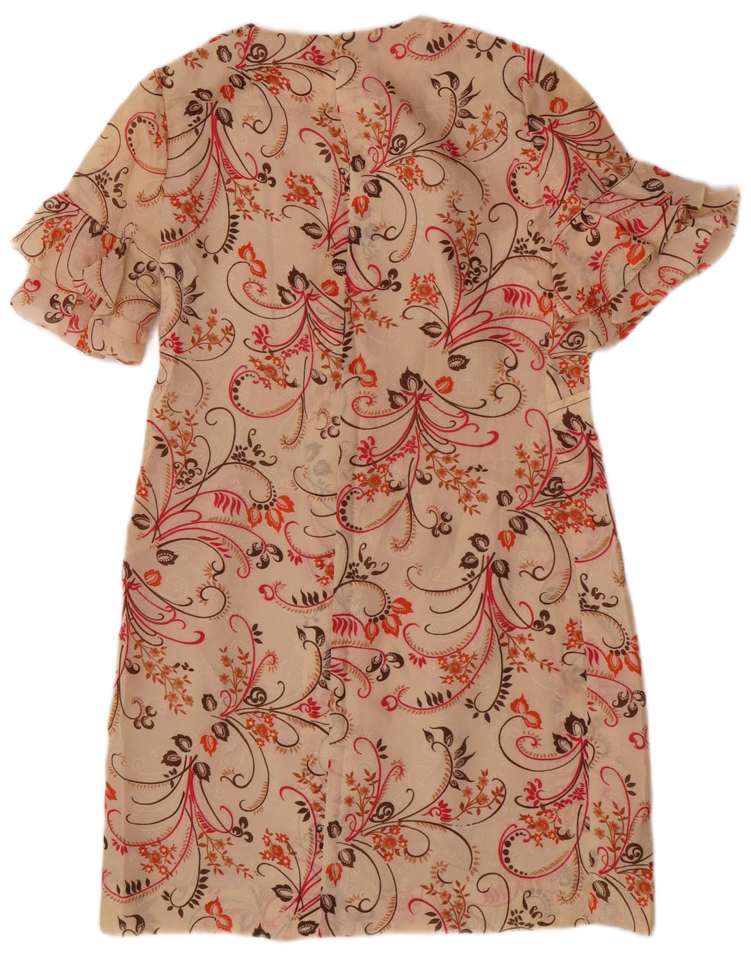 Abito tubino vintage da donna UK 14 Beige medio floreale