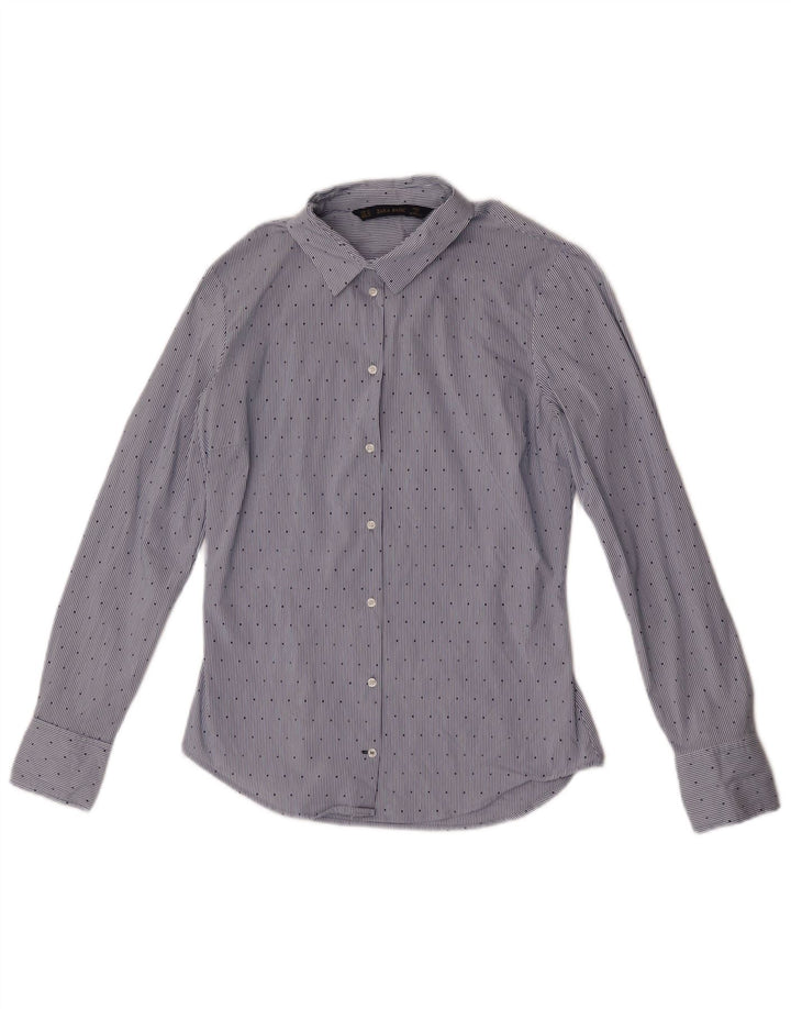 Camicia Zara da donna UK 12 gessato blu medio