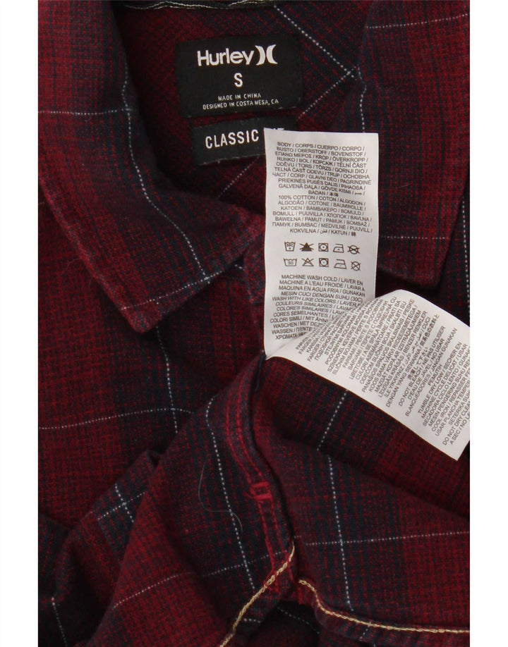 Camicia Hurley da uomo in flanella dal taglio classico, in cotone a quadri marroni piccoli