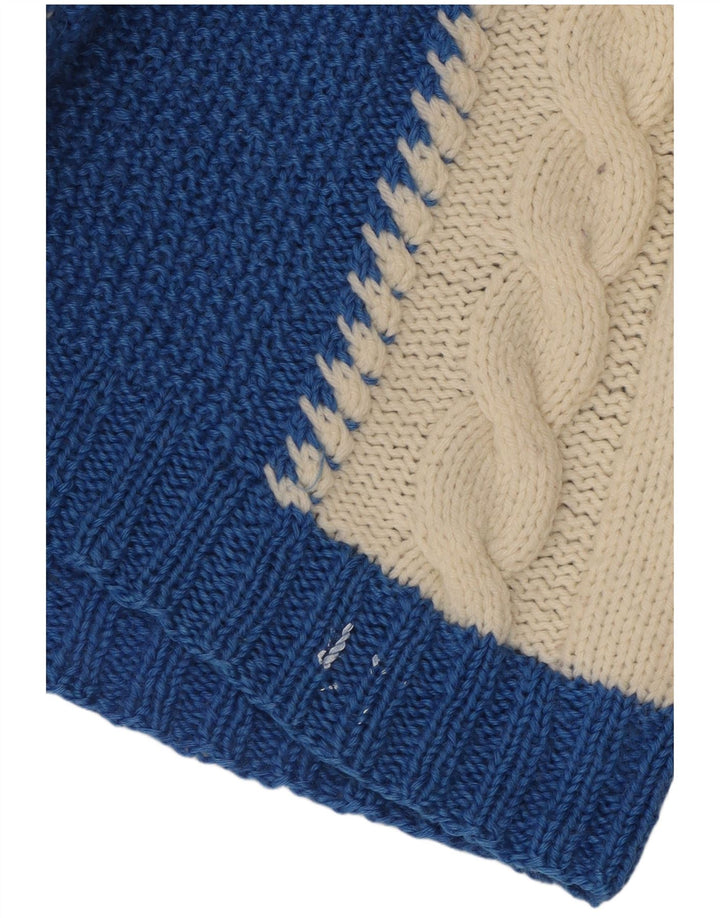 Maglione maglione con scollo a V da donna VINTAGE UK 10 Small Blue Colourblock