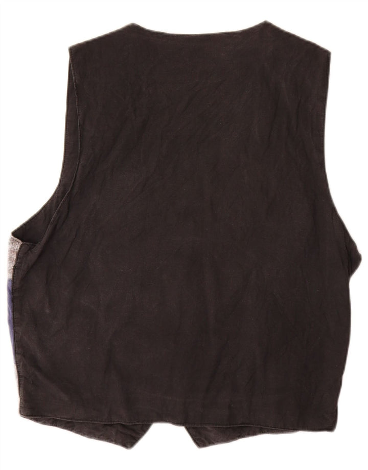 Gilet vintage da uomo grande in cotone patchwork multicolore bohémien