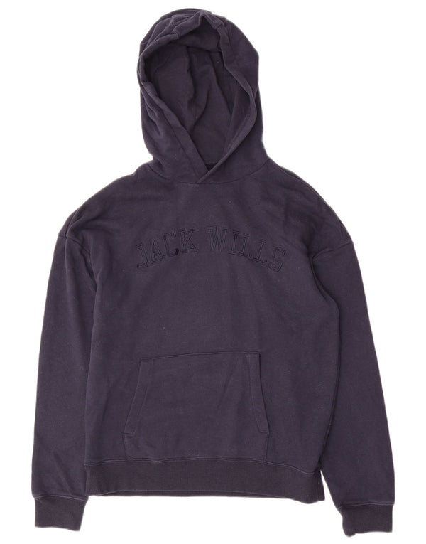 Maglione con cappuccio oversize grafico da donna Jack Wills UK 6 XS cotone blu navy