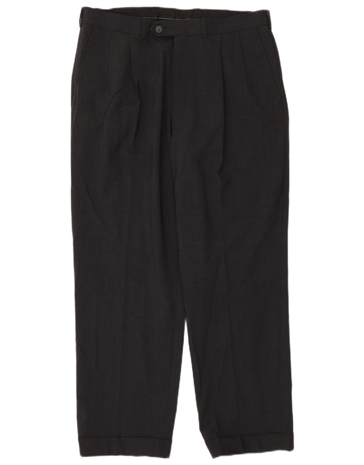 Pantaloni da abito con pegging sartoriali da uomo Marks & Spencer W34 L29 poliestere grigio