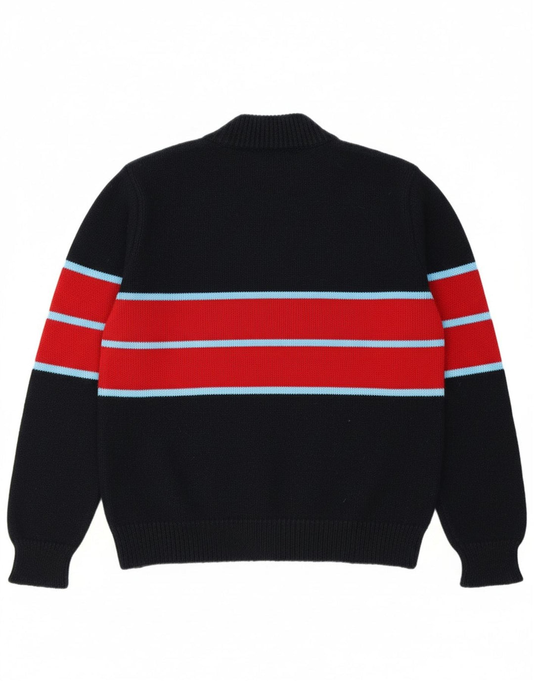 VINTAGE Womens Crew Neck Jumper Sweater UK 14 Medium Navy Blue Striped