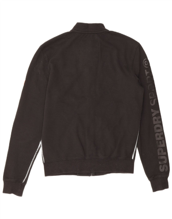 SUPERDRY Mens Graphic Tracksuit Top Jacket XS Black Cotton