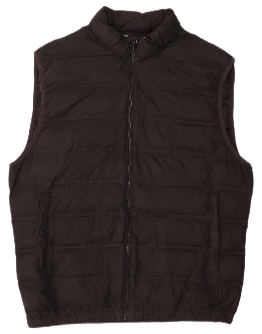 Gilet imbottito da donna Zara UK 16 grande poliestere nero