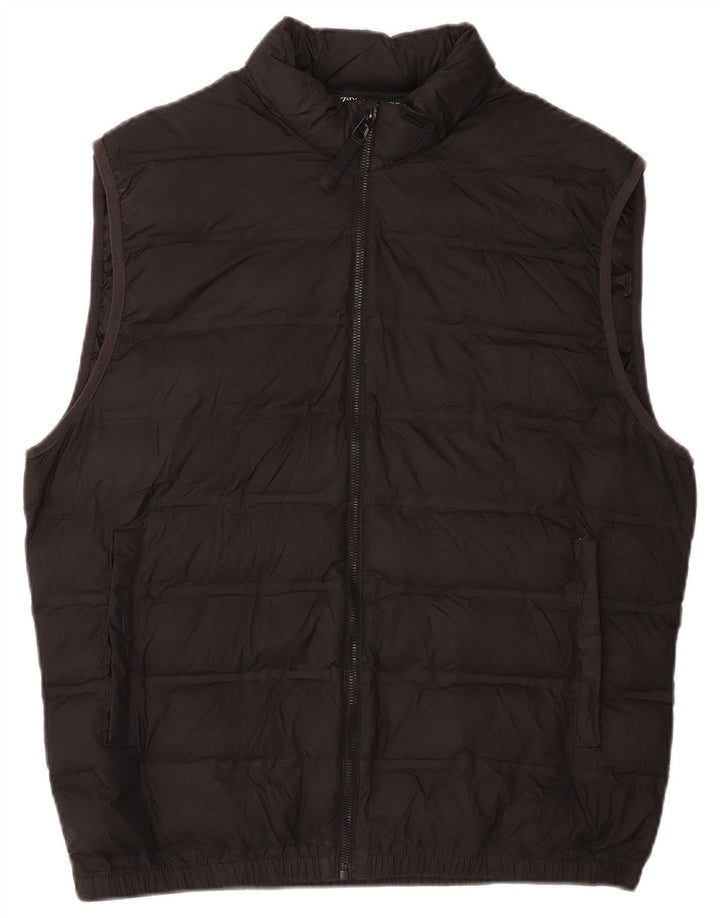 Gilet imbottito da donna Zara UK 16 grande poliestere nero