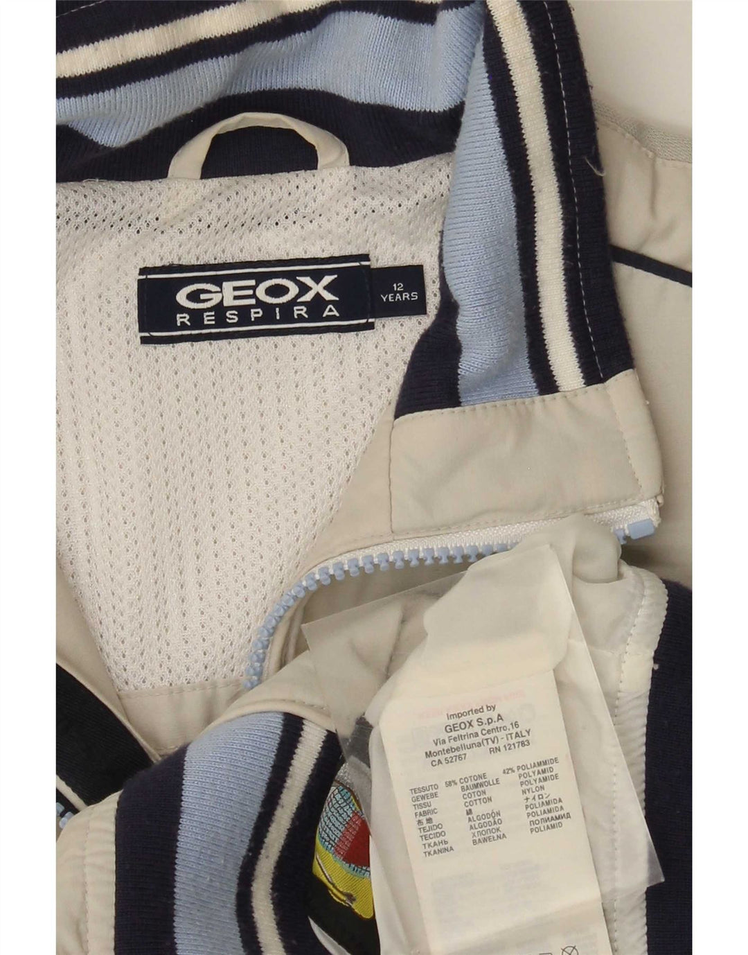 Giubbotto bomber grafico Geox per ragazzi 11-12 anni in cotone color block beige