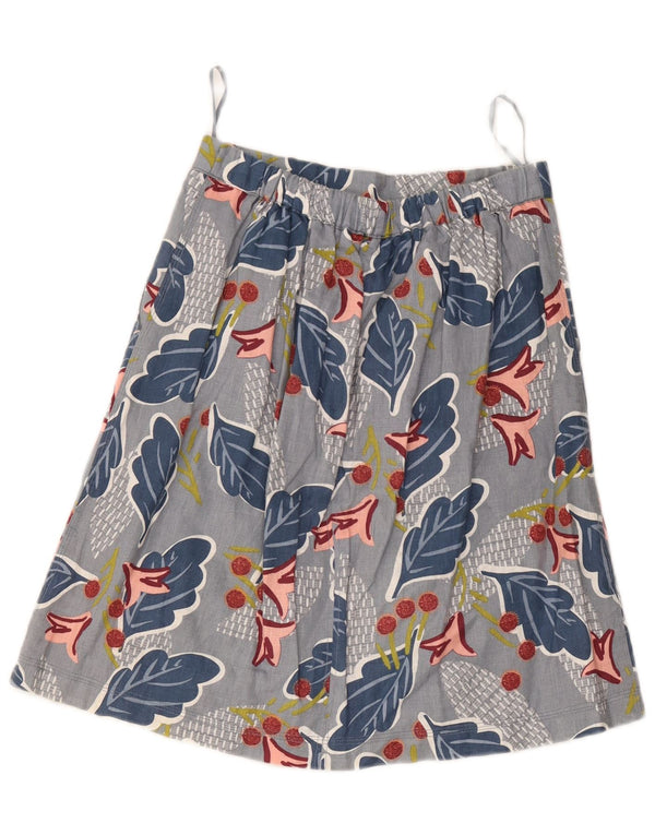 Gonna a trapezio da donna di White Stuff UK 8 piccola W28 lino floreale grigio