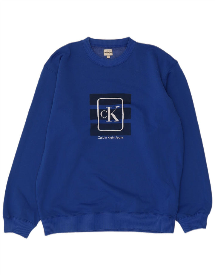 CALVIN KLEIN JEANS Boys Graphic Sweatshirt Jumper 13-14 Years Blue