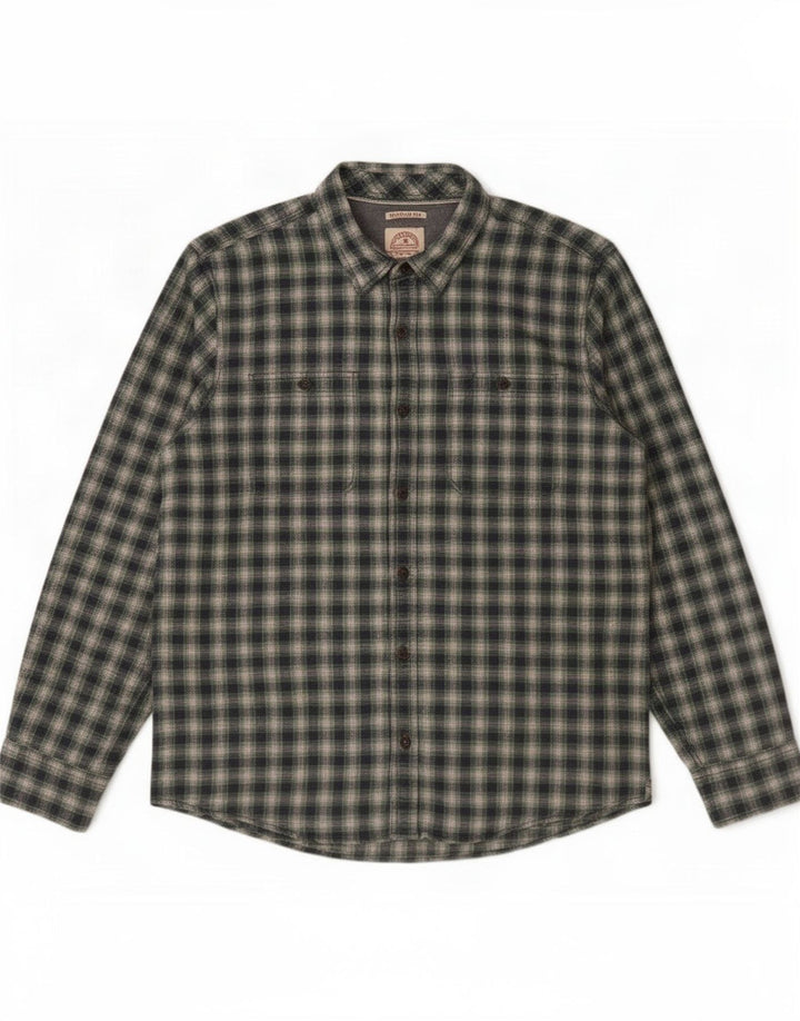 Fat Face Camicia da uomo in flanella vestibilità regolare XL in cotone a quadri verde