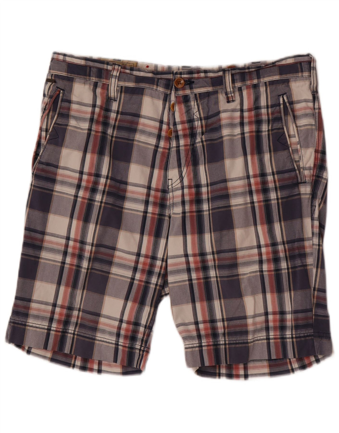 Pantaloncini chino da uomo Guess W34 grandi in cotone a quadri blu navy