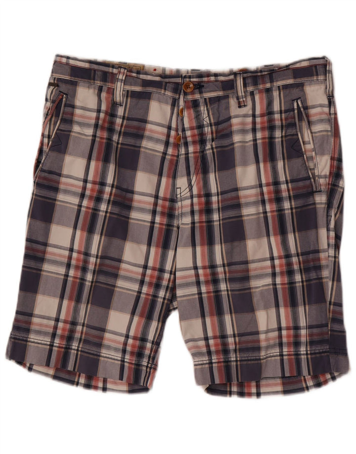 Pantaloncini chino da uomo Guess W34 grandi in cotone a quadri blu navy