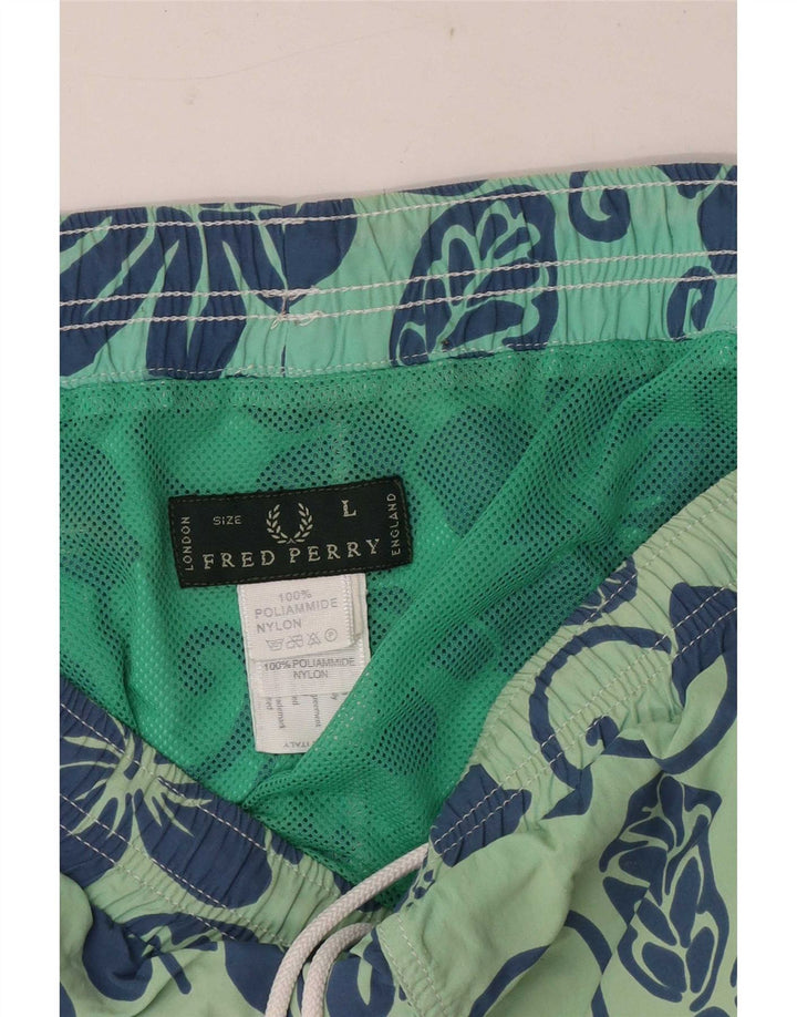Pantaloncini da bagno regolari da uomo Fred Perry, grandi, verdi, floreali, in poliammide