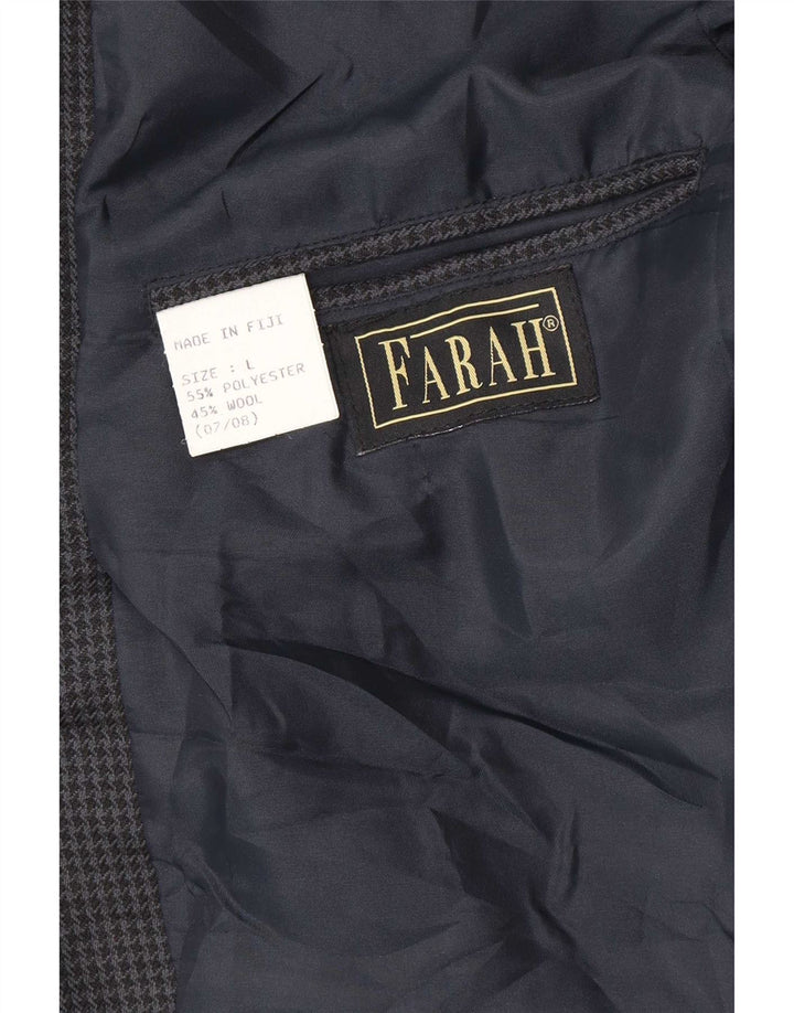 Giacca blazer da uomo a 2 bottoni Farah UK 40 grande lana pied de poule blu navy