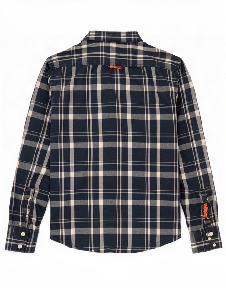 Camicia da uomo Superdry in cotone a quadri blu navy medio