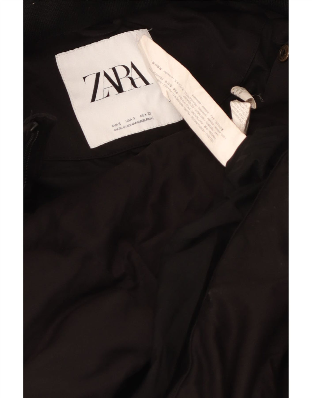 Giacca imbottita con cappuccio da uomo Zara UK 36 piccola poliestere nero