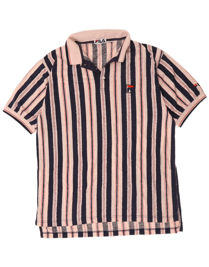 Polo da uomo Fila XL in cotone a righe rosa
