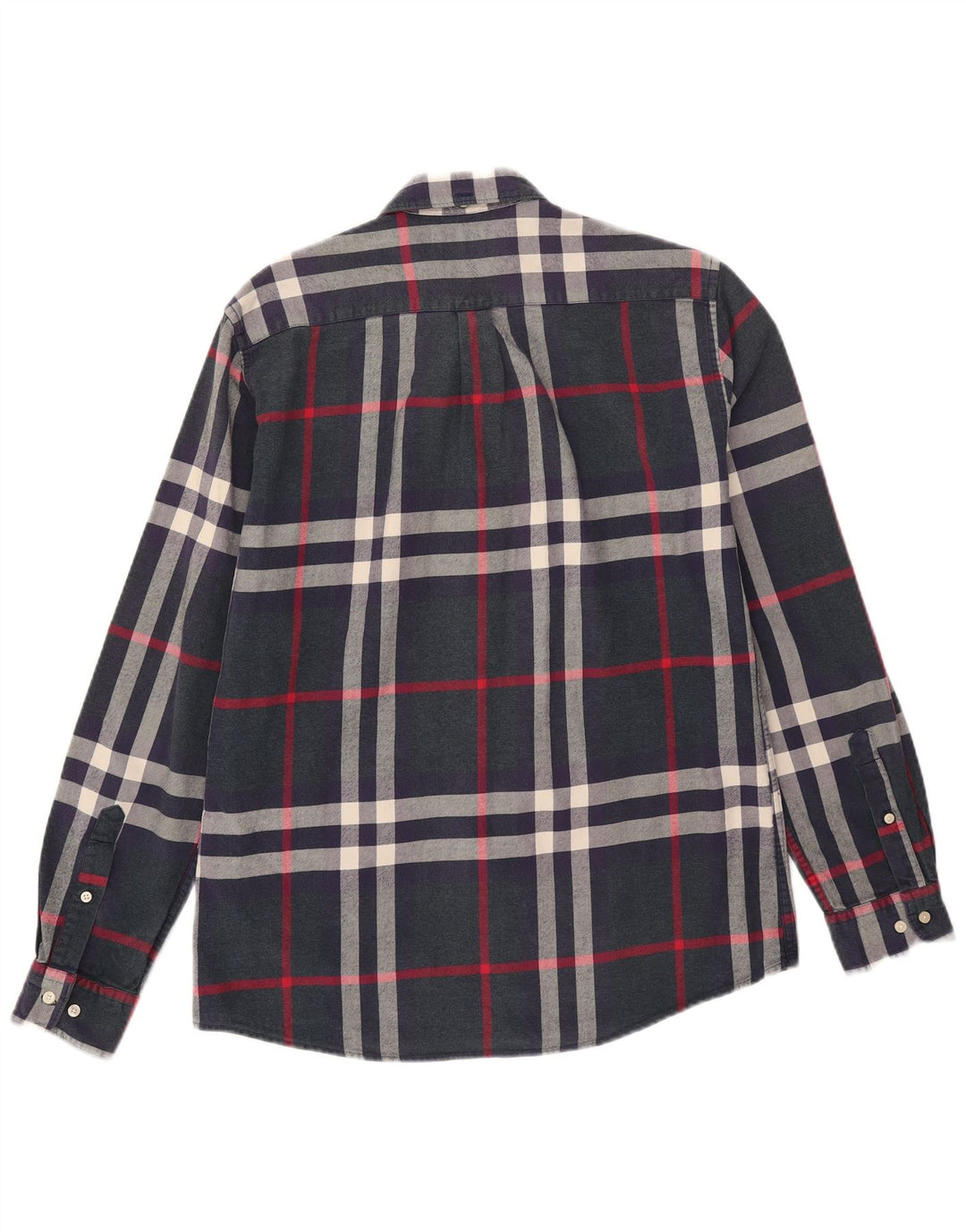 Barbour Uomo Camicia in flanella su misura in cotone scozzese medio blu navy