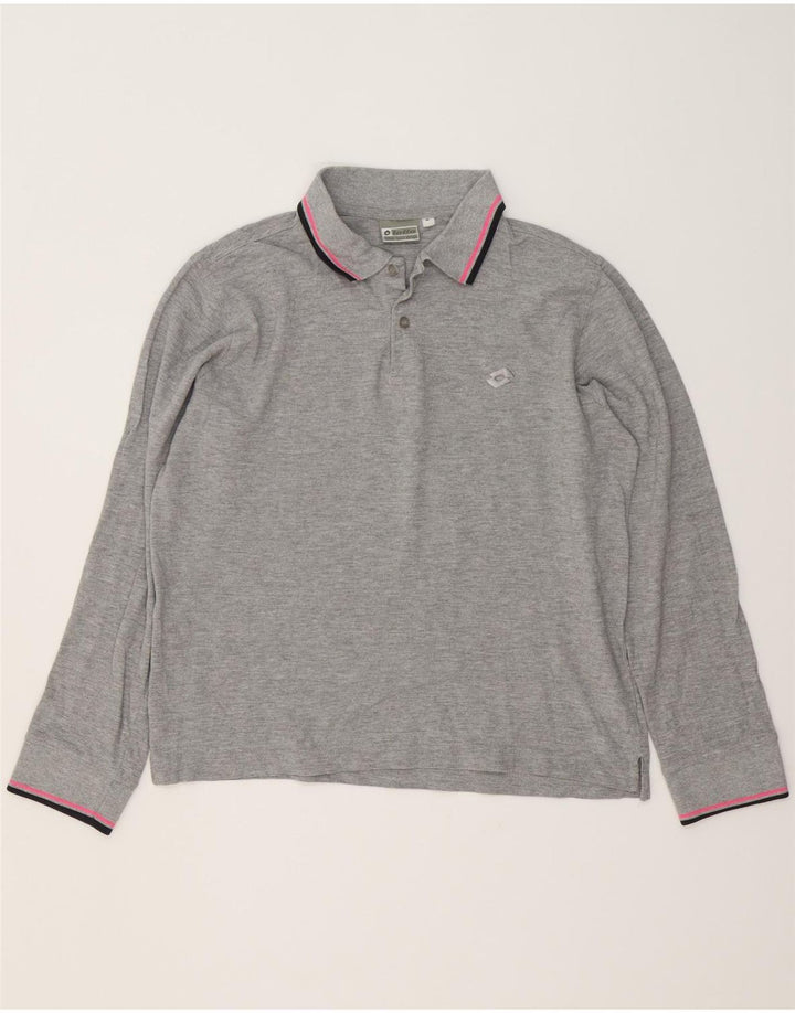 Polo da uomo a maniche lunghe LOTTO in cotone grigio medio