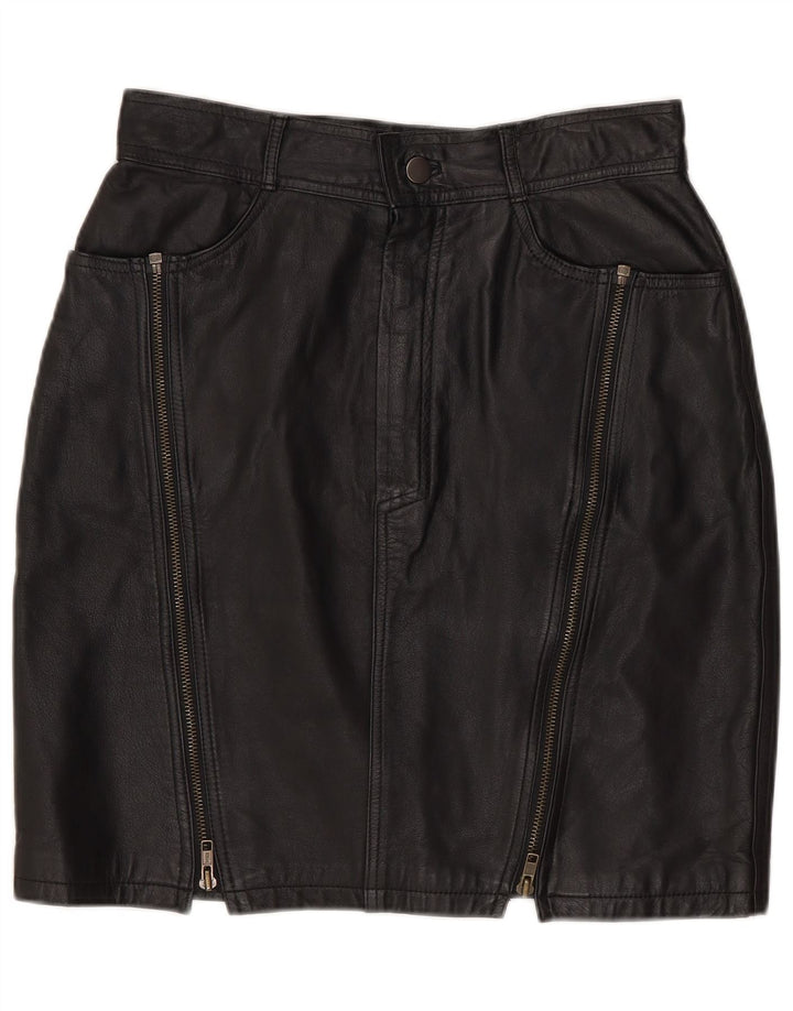 Gonna in pelle da donna VINTAGE EU 40 Media W28 Pelle nera