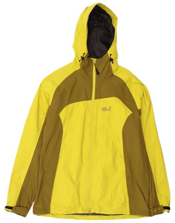 Giacca antipioggia con cappuccio da uomo Jack Wolfskin UK 44 2XL Colore giallo