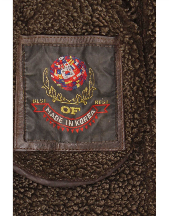 Giacca in pelle Sherpa vintage da uomo UK 40 grande marrone