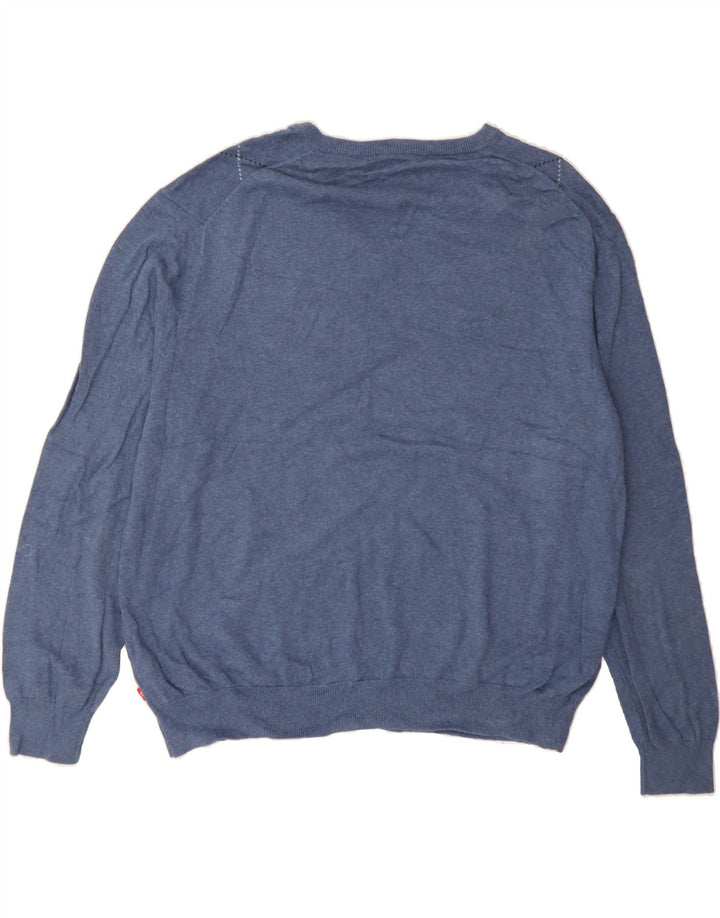 Maglione da uomo con scollo a V IZOD 2XL blu a rombi/cotone diamante