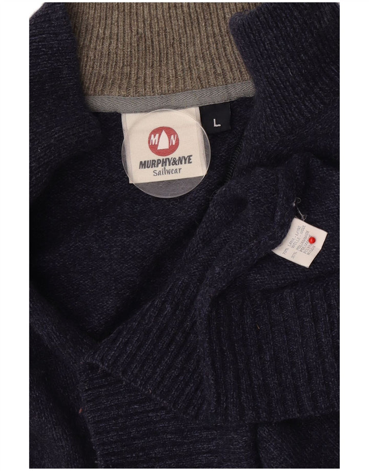 Murphy & Nye Maglione da uomo con zip e collo grande in lana blu navy