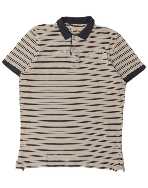 Polo da rugby grafica da uomo Murphy & Nye a righe grandi bianche