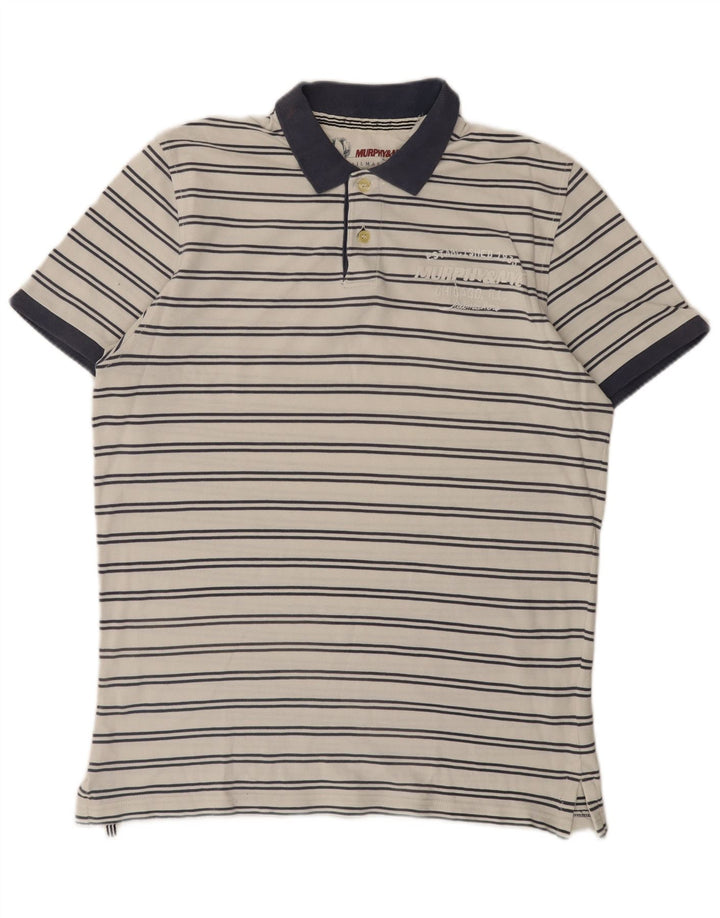 Polo da rugby grafica da uomo Murphy & Nye a righe grandi bianche