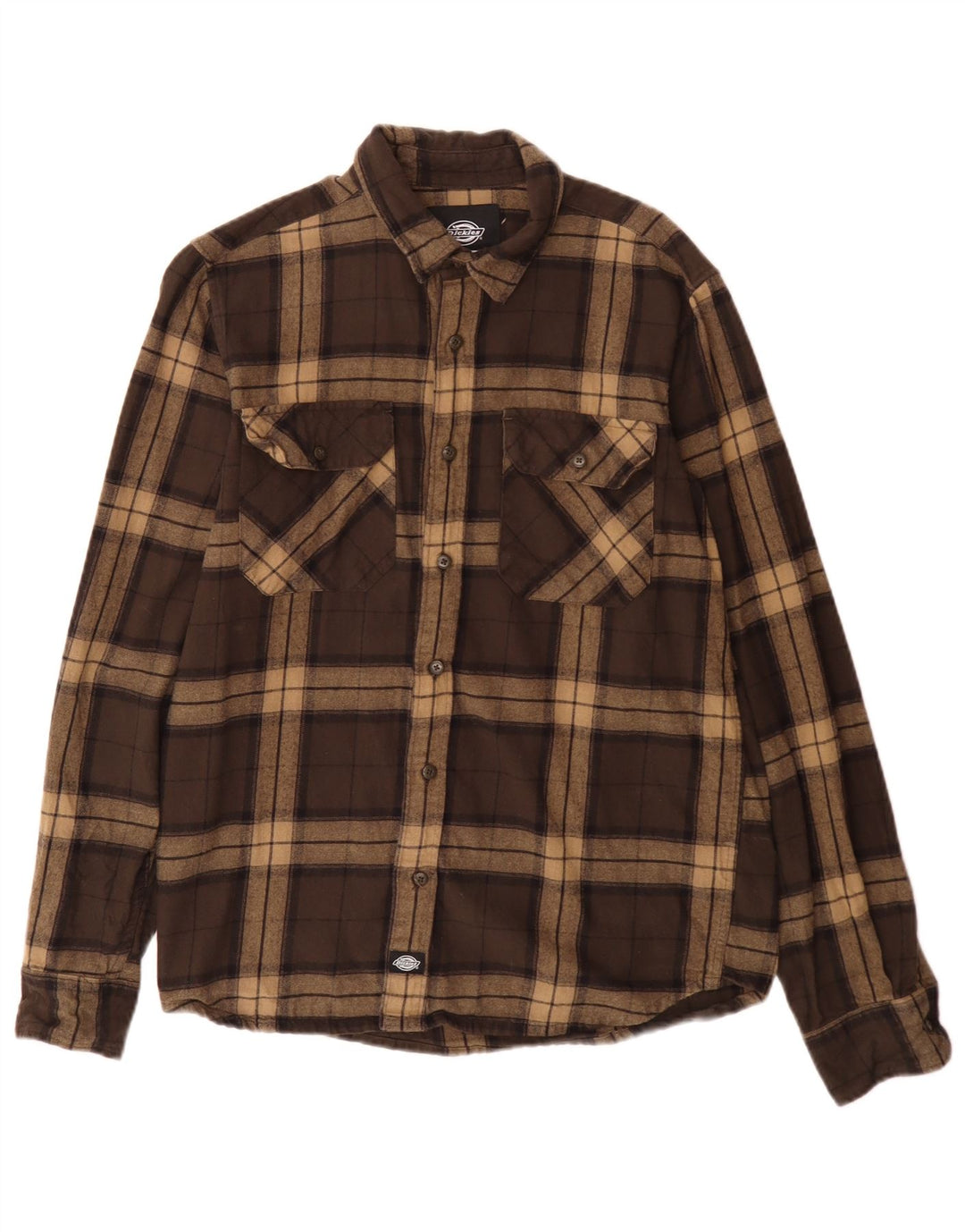 Dickies Camicia da uomo in flanella di cotone a quadri marroni piccoli