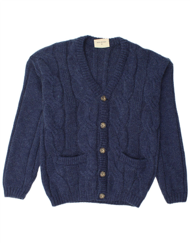 Maglione cardigan da uomo vintage in acrilico blu navy medio