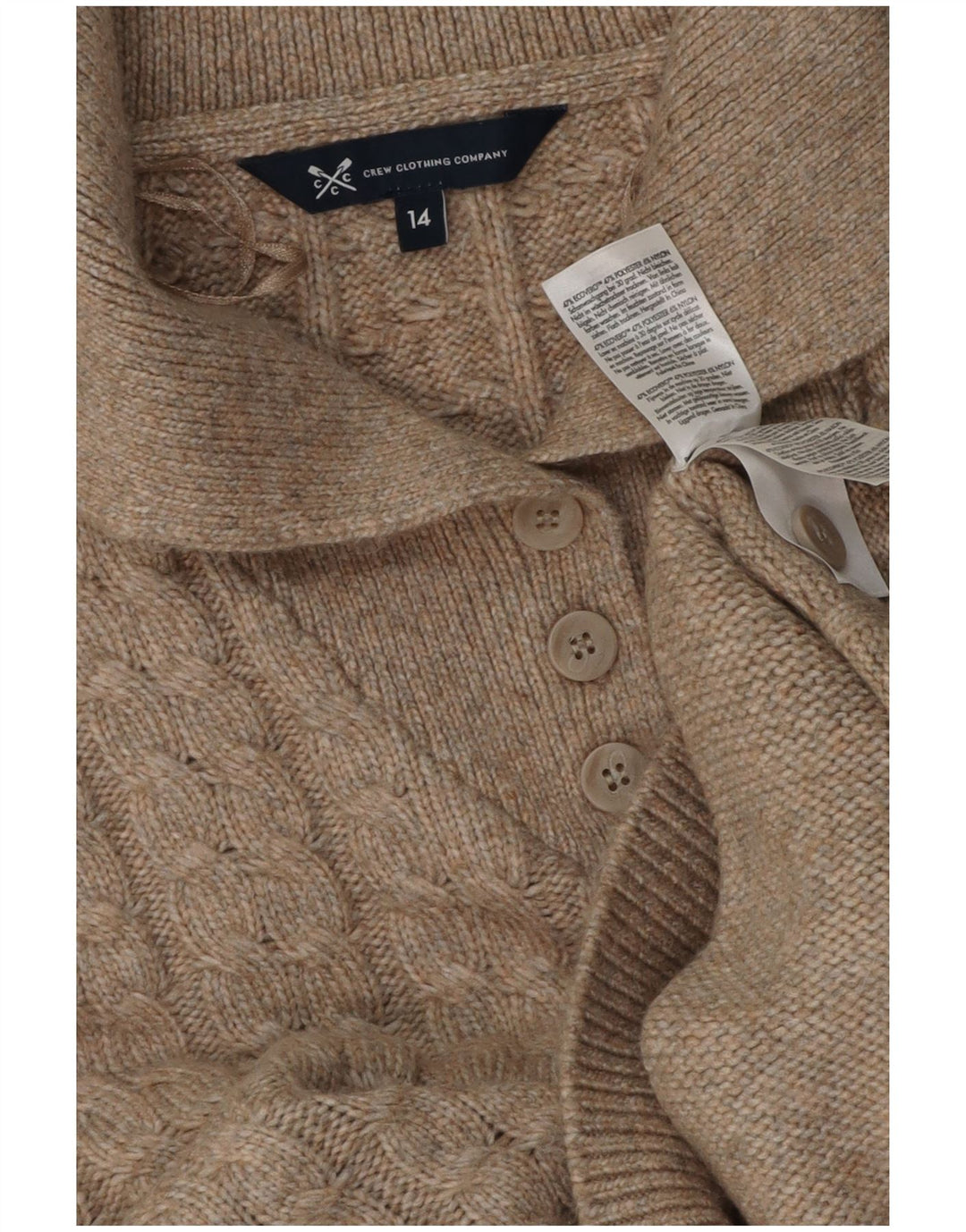 Crew Clothing Maglione da donna con collo a polo UK 14 Poliestere beige medio