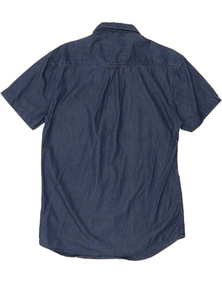 JACK & JONES Mens Short Sleeve Denim Shirt Medium Blue Cotton Vintage Jack & Jones and Second-Hand Jack & Jones from Messina Hembry 