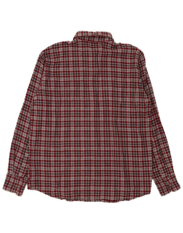 Camicia da uomo in flanella Sea Barrier, cotone a quadri bordeaux medio