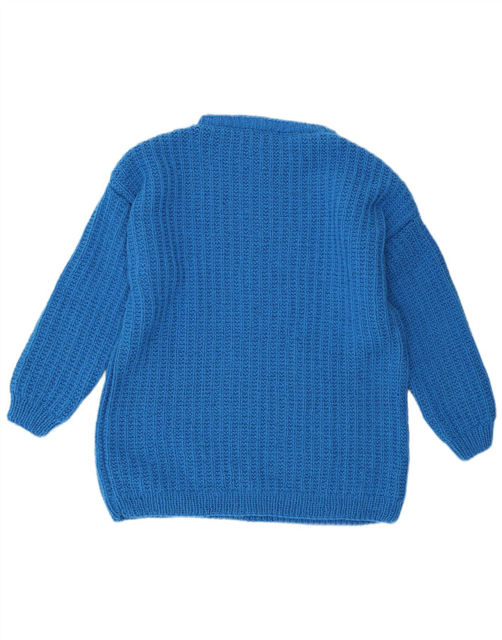 Maglione maglione con scollo a barca da donna VINTAGE UK 16 grande blu