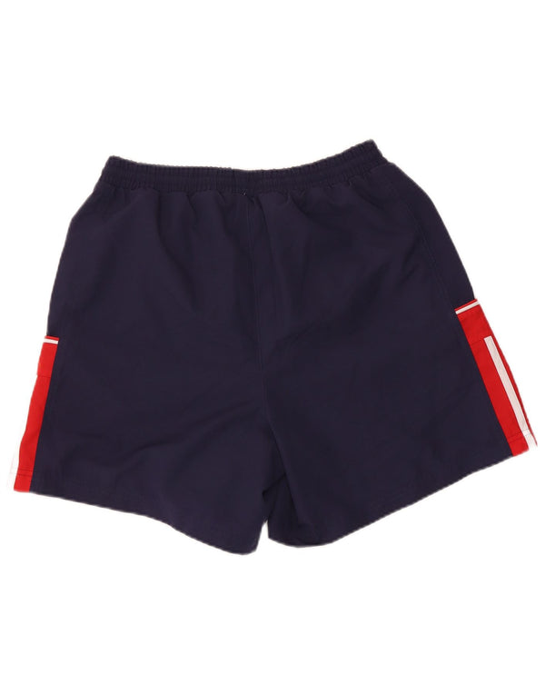 Pantaloncini sportivi da uomo Adidas Medi in poliestere color block blu navy
